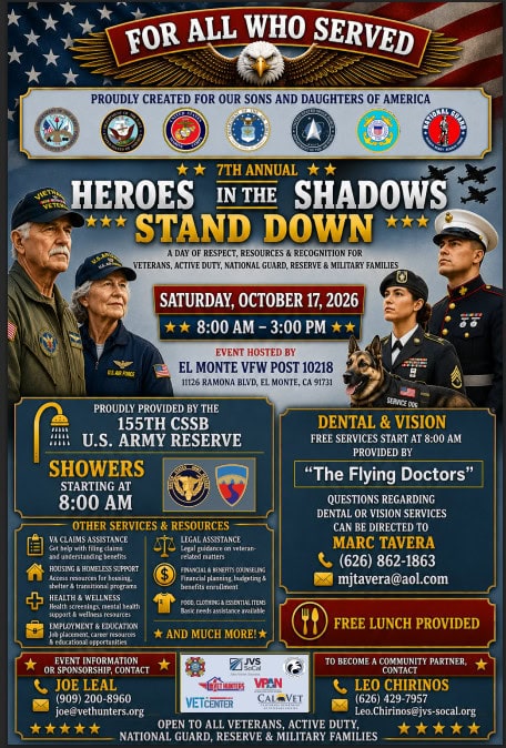El Monte VFW Clinic- October 17, 2026 5 el monte 2026 FB